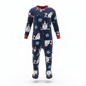 Peanuts Snowman Footie Pajama - Navy and Red NWT 18 Months